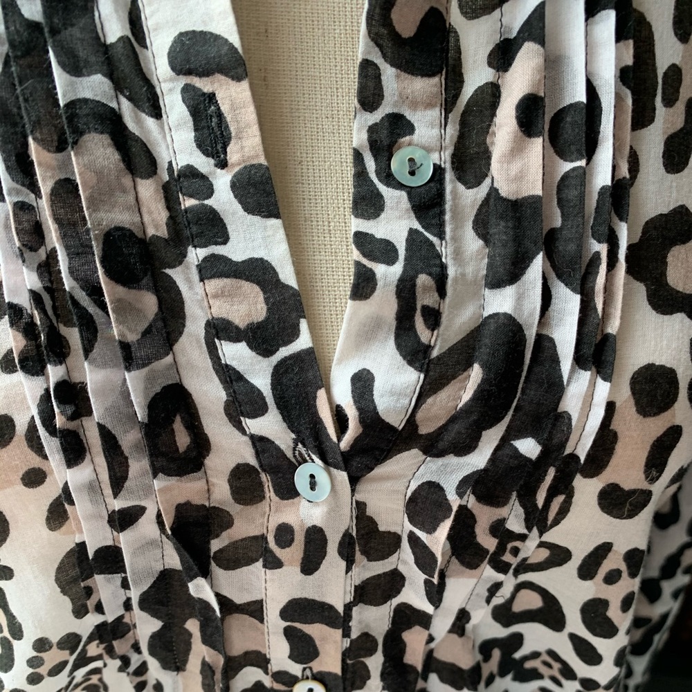 Zara Basic leopard tunic button down small - Picture 4 of 5
